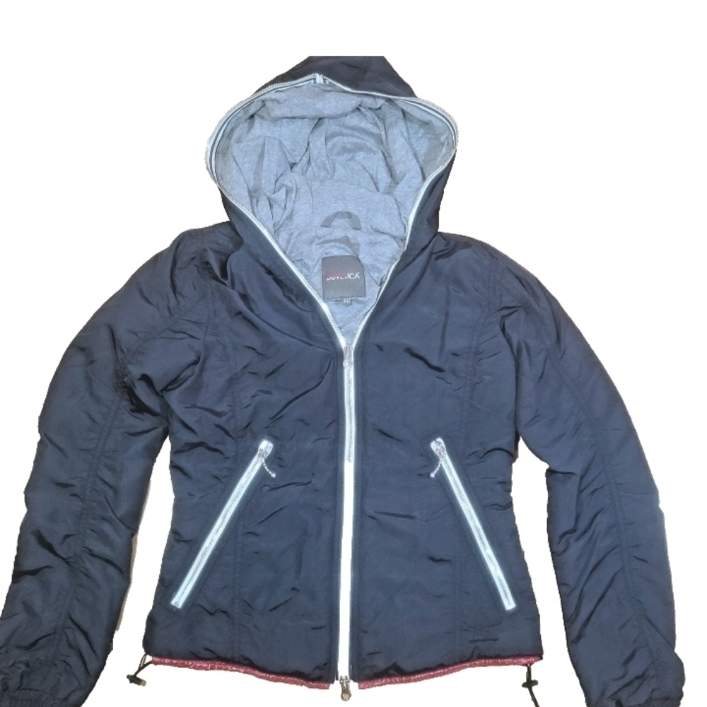 Duvetica Womens Blue Lightweight Pure Goose Hooded Full Zip Jacket Sz Small (42)